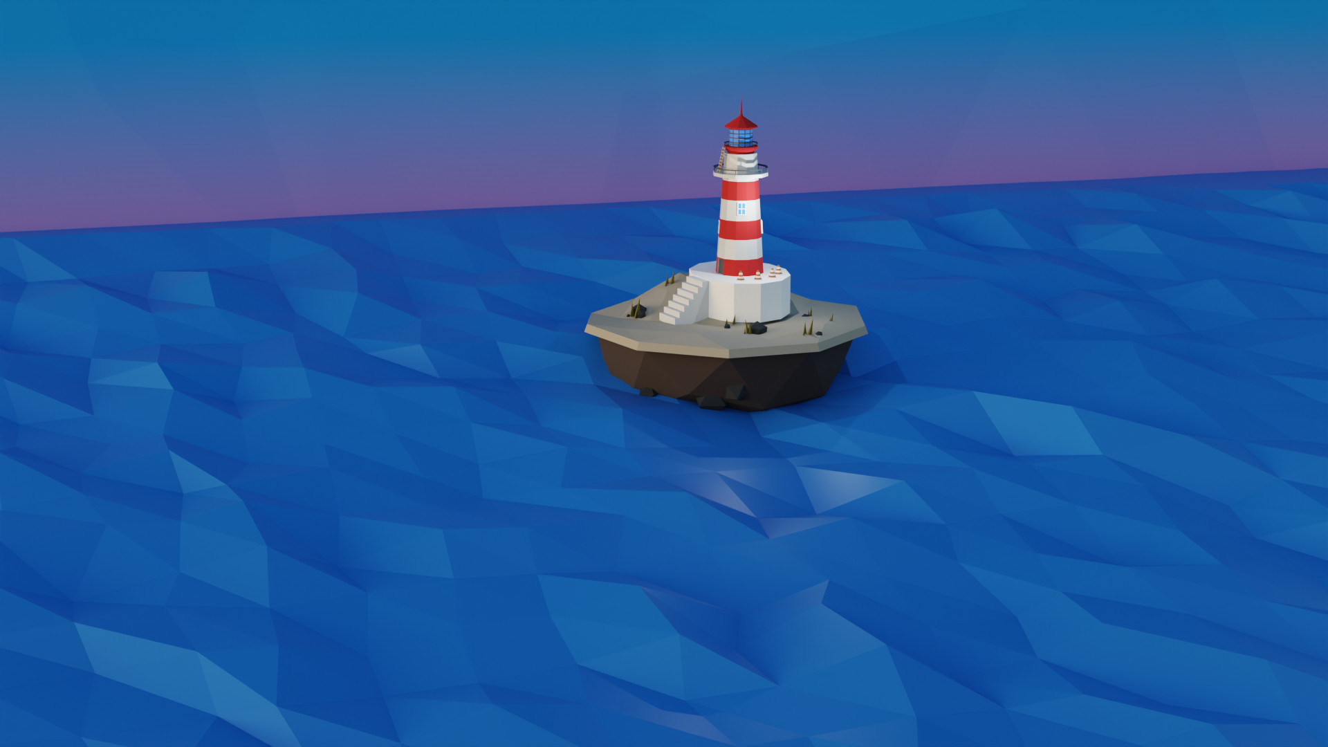 Low Poly Lighthouse Render 3