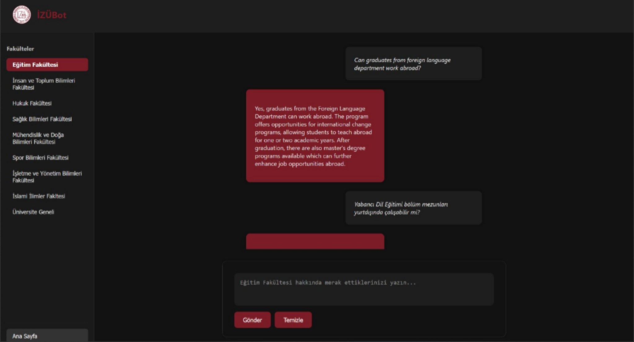 IZUBot Semantic Search UI